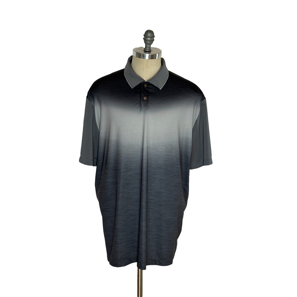Greg Norman For Tasso Elba Men's XL RapiVent Golf Shirt Black Gray Ombre